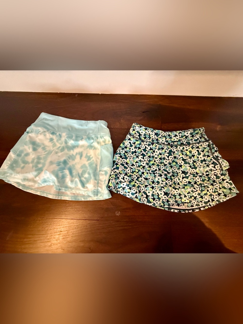 Athleta Girl Teal and Navy Floral Skorts